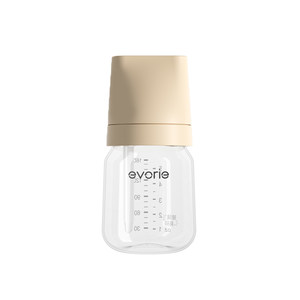 Evorie Aideli glass feeding bottle for newborn babies, wide diameter, anti-colic, 0 to 6 months + babies over 1 year old