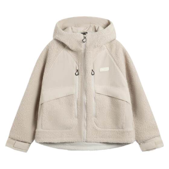 
Li Ning genuine CROSS new women's trendy casual loose warm hooded sherpa jacket AFDU878