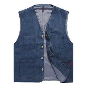 
Men's spring and autumn denim vest multi-pocket large-size cotton vest loose middle-aged and elderly daddy's vest vest