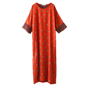 
High-quality goods! High-end Chinese style charm splicing Baoxianghua retro red robe dress original design summer style