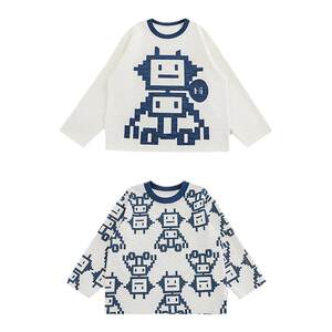 
Youyou Boys Spring and Autumn New Long Sleeve Round Neck Robot T-Shirt 2026 New Trendy Brand Children's Clothing Fashionable Street Trend