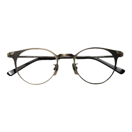 Gun color glasses frame men's ultra-light retro trendy pure titanium myopia glasses Korean version titanium frame business light glasses frame