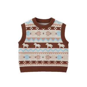 
[Anti-static and anti-pilling] Qiqi Bear Baby Vest Autumn and Winter Boys Vest Sweater Sweater for New Year's Eve