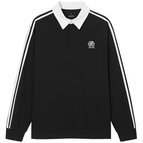 
Hot style men's long-sleeved T-shirt tops 2026 spring new American retro lapel long T-shirt for couples