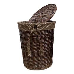 Rattan wicker woven clothes basket for household round woven basket