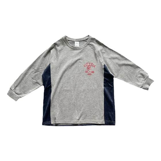 
Japanese fashion brand children's clothing boys soft loose tops children's letters denim T-shirt boys long-sleeved base shirt trendy
