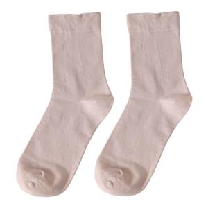 
Pink socks for women Japanese soft and waxy pure cotton mid-calf socks spring and autumn boneless white loose mouth solid color non-restrictive confinement socks