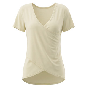 
Casual yoga wear blouse short-sleeved waist slimming moisture wicking sports fitness yoga top cross beautiful back thin