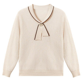 Fashionable mom autumn knitted long-sleeved bottoming shirt for outer wear