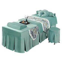High-end European-style Beauty Bedspread Four-piece Beauty Salon Beauty Bed Massage Bed Set Pure Color Chinese-style Physiotherapy Bedding