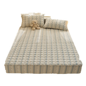 
Jialiya Class A wrinkled yarn fitted sheet single piece bedspread thickened anti-slip bed cover mattress protector 2026 new style