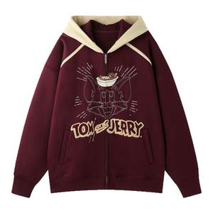 【猫和老鼠联名】BJHG不计后果美式连帽卫衣男秋撞色情侣装外套女