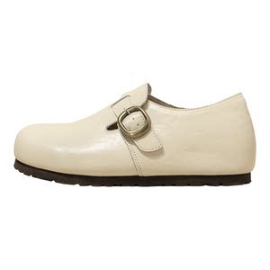 
White inner heightening Birkenstock shoes for women 2026 new spring thick sole giant good-looking single shoes genuine leather versatile loafers