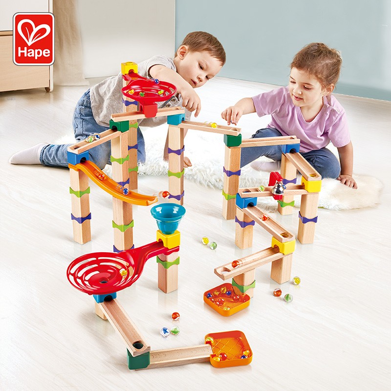 Hape轨道滚珠游戏-双螺旋竞速3-6岁儿童宝宝亲子互动男孩益智玩具