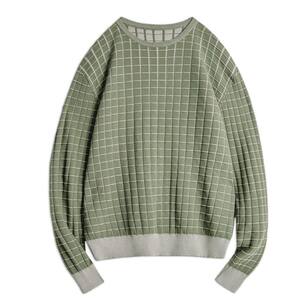 
Madden workwear American retro plaid round neck sweatshirt plaid green long-sleeved T-shirt pullover short jacket men's spring