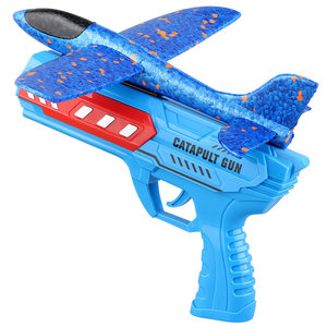Children's hand throwing plane foam ejection toy gun boy outdoor sports square flying sky glide kite gun glow
