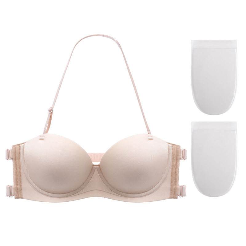 Strapless Backless Bra for Women - Gathered Padded Summer Bra
