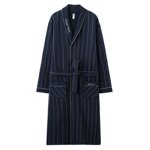 
7A antibacterial and anti-mite 100 pure cotton sandwich pajamas for men air cotton medium thick bathrobe spring, autumn and winter pure cotton thin quilted