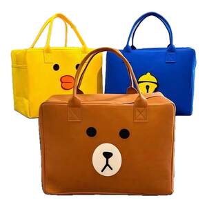 Cartoon bag, travel bag, storage handbag, large capacity children's luggage bag, luggage suitcase, woolen felt bag, lightweight