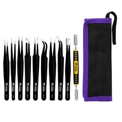 Stainless steel industrial grade thickened heat-insulated tweezers set 10 pieces