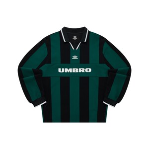
umbro Umbro sports long-sleeved shirt POLO spring men's and women's same style lapel vertical stripe retro jersey long T-shirt