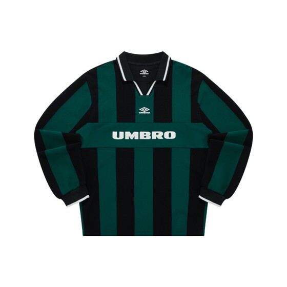 
umbro Umbro sports long-sleeved shirt POLO spring men's and women's same style lapel vertical stripe retro jersey long T-shirt