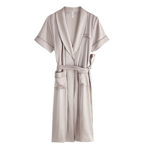Xuanliang nightgown for women's summer thin ice silk short-sleeved integrated pajamas large size bathrobe summer mid-length home clothes