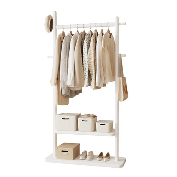 
Solid wood clothes hanger home floor-standing coat rack cream style