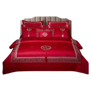 
Chinese wedding cotton big red four-piece set six-piece set