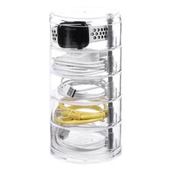 Rotating layered data cable storage box