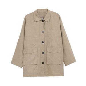 
Huanghuang Home Lapel Large Pocket Trench Coat Jacket 2025 Autumn New Khaki Medium-length Working Jacket Women