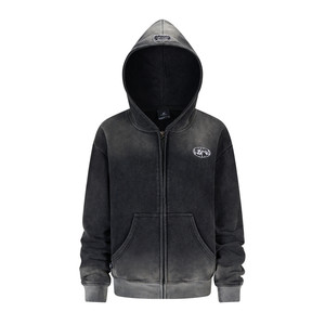 
SMILE DDD boxing suit washed black 360g American simple casual sports pants embroidered hip-hop cardigan