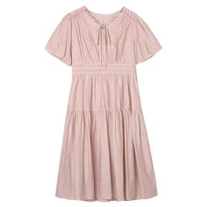 
2025 Summer Outlets Counter High-end HG series skin-lining and whitening mid-length skirt pullover short-sleeved dress