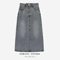 Ретро джинсовая юбка, длинная юбка, высокая талия, длина миди, коллекция 2023