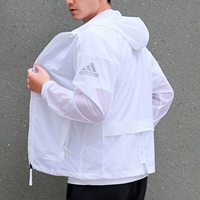 Adidas, легкая и тонкая одежда для защиты от солнца, дышащая уличная ветрозащитная белая ветровка, спортивная куртка