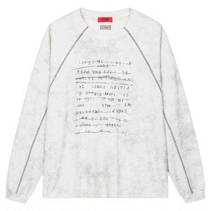 
INXX retro imitation batik long-sleeved T-shirt for men and women oracle element printed raglan sleeve tops couple wear