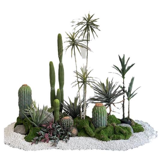 Tris piante grasse artificiali 2 per decorazioni floreali di interni
