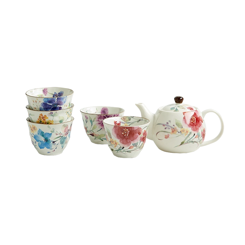 GW日式进口和蓝陶瓷茶壶杯套装家用印花茶杯礼盒日本进口和风茶具 