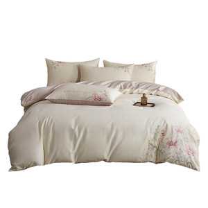 
Floral embroidered cotton four-piece set 100% long-staple cotton satin bed sheet quilt cover bedding set 2025 new style