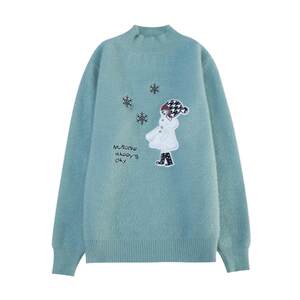 
Golden mink warm inner wear embroidered little girl sweater 2025 autumn and winter new style thickened outer wear middle school students mink fleece