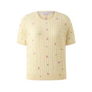 
Eland short-sleeved knitted T-shirt women's fashionable rose printed short-sleeved round neck top 2026 summer new style