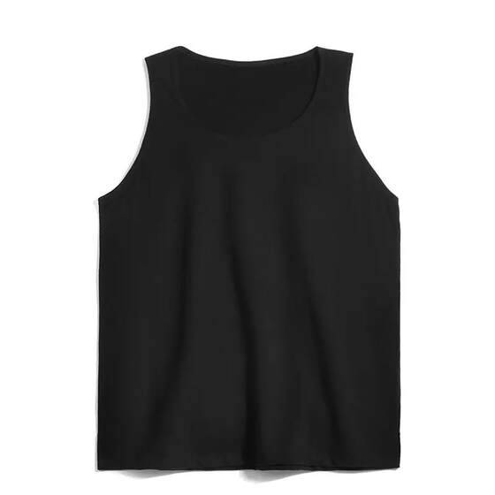 Summer trend versatile solid color men's base pure cotton vest breathable loose sleeveless T -shirt sports fitness customization
