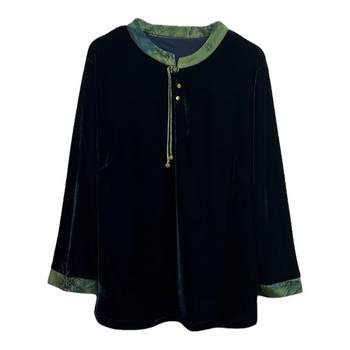 Velvet iron diamond long-sleeved T-shirt loose and age-reducing meat
