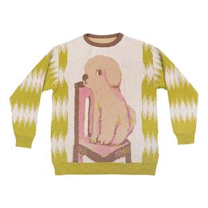 
QSC joint art season PeiyunChen wool jacquard rolling eyes Teddy pullover loose big sweater