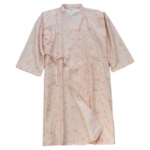 
Women's Spring and Summer Pure Cotton Gauze Floral Bathrobe Thin Steamed Printed Pajamas Printed Tie