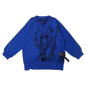 
pinksavior pixel movement/V-neck knitted y2k spring slim sweater design shirt and skirt suit