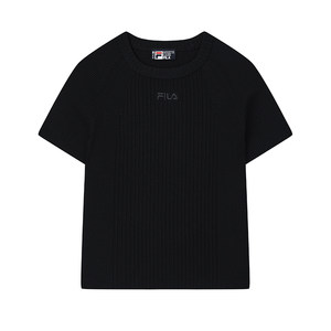 
FILA official women's knitted sweater 2025 summer new fashionable casual simple slim short-sleeved top