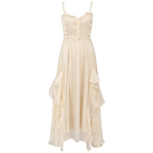 
Since then, French elegant suspender skirt seaside vacation long skirt ruffle tea break dress women's summer new style