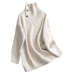 
Solid color turtleneck loose pullover sweater, lazy style, soft, skin-friendly and comfortable, long-sleeved pullover women's sweater M700