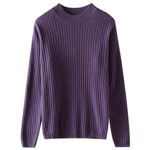 
Pure cotton thread sweater knitted sweater for women with thick half turtleneck solid color sweater long sleeve pullover base shirt autumn and winter short style